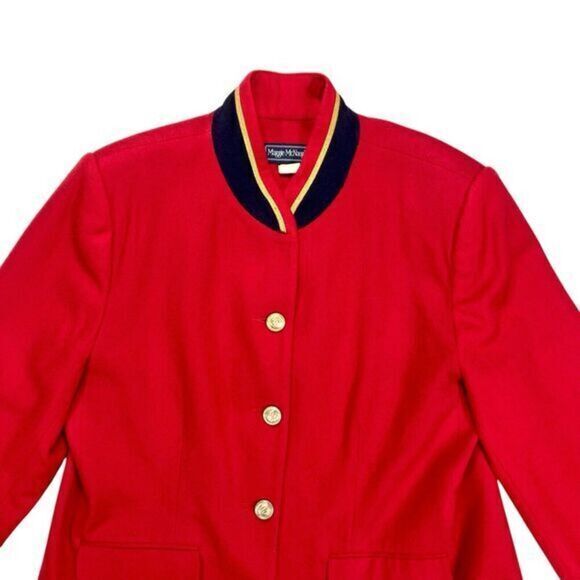 Maggie McNaughton Wool Blazer Size 16W Red Y2K Holiday Festive Christmas Jacket - Picture 2 of 16